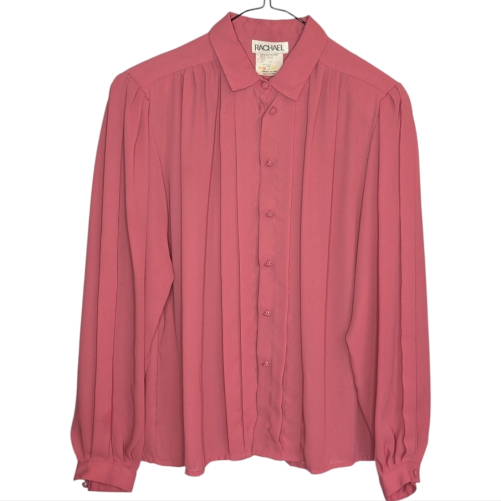 Vintage Dusty Rose Button-Up Blouse